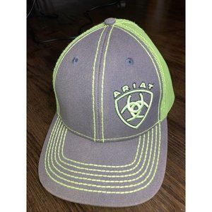 Ariat Youth Adjustable Snapback Mesh Cap Hat (Grey/Lime Green, One Size)